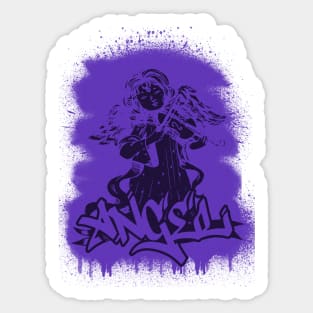 Angel with violin music instrument graffiti black version Sticker